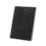 Caderno de feltro reciclado com capa semidura, folhas A5 pautadas cor cinzento-escuro