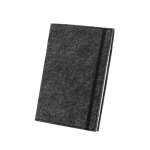 Bloco de notas com capa de feltro reciclado, folhas A5 pautadas cor cinzento-escuro
