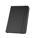 Caderno de capa dura parcialmente reciclado, folhas A5 pautadas cor preto primeira vista