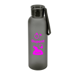 Garrafa de rPET com acabamento mate e tampa antifugas 600 ml cor preto imagem com logo