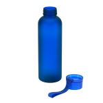 Garrafa de rPET com acabamento mate e tampa antifugas 600 ml cor azul