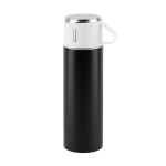 Garrafa de aço inoxidável de parede dupla com acabamento mate 490 ml cor preto primeira vista