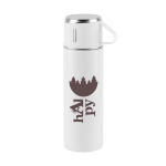 Garrafa de aço inoxidável de parede dupla com acabamento mate 490 ml cor branco imagem com logo