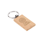 Porta-chaves retangular de madeira de faia com anel de metal cor natural imagem com logo