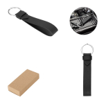 Porta-chaves elegante de PU com anel de metal e caixa de papel kraft varias cores