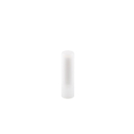 Bálsamo labial vegan com aroma a baunilha e embalagem transparente cor branco