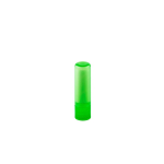 Bálsamo labial vegan com aroma a baunilha e embalagem transparente cor verde-claro primeira vista