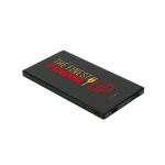 Powerbank fino e resistente de aço inoxidável 5000 mAh cor preto imagem com logo