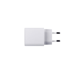 Adaptador de corrente de plástico reciclado com duas portas USB cor branco primeira vista