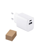 Adaptador de corrente de plástico reciclado com duas portas USB varias cores