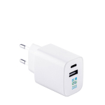 Adaptador de corrente de plástico reciclado com duas portas USB vista principal