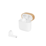 Auriculares sem fios com tampa de bambu e 5 horas de autonomia cor branco primeira vista