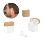 Auriculares sem fios com tampa de bambu e 5 horas de autonomia varias cores