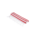 Toalha de praia de algodão e poliéster às riscas com franja 180 g/m2 cor vermelho