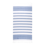Toalha de praia de algodão e poliéster às riscas com franja 180 g/m2 cor azul-marinho primeira vista