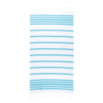 Toalha de praia de algodão e poliéster às riscas com franja 180 g/m2 cor azul-claro primeira vista