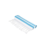 Toalha de praia de algodão e poliéster às riscas com franja 180 g/m2 cor azul-claro