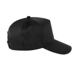 Boné de poliéster reciclado com 5 painéis e fecho velcro 210 g/m2 cor preto segunda vista
