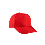 Boné de poliéster reciclado com 5 painéis e fecho velcro 210 g/m2 cor vermelho primeira vista