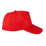 Boné de poliéster reciclado com 5 painéis e fecho velcro 210 g/m2 cor vermelho segunda vista