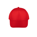 Boné de poliéster reciclado com 5 painéis e fecho velcro 210 g/m2 cor vermelho