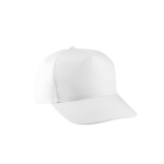 Boné de poliéster reciclado com 5 painéis e fecho velcro 210 g/m2 cor branco primeira vista