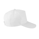 Boné de poliéster reciclado com 5 painéis e fecho velcro 210 g/m2 cor branco segunda vista