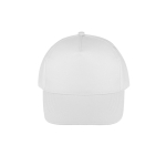 Boné de poliéster reciclado com 5 painéis e fecho velcro 210 g/m2 cor branco