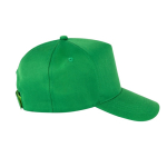 Boné de poliéster reciclado com 5 painéis e fecho velcro 210 g/m2 cor verde segunda vista