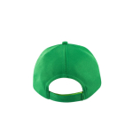 Boné de poliéster reciclado com 5 painéis e fecho velcro 210 g/m2 cor verde terceira vista