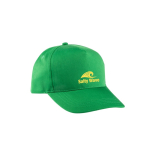 Boné de poliéster reciclado com 5 painéis e fecho velcro 210 g/m2 cor verde imagem com logo