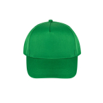 Boné de poliéster reciclado com 5 painéis e fecho velcro 210 g/m2 cor verde