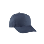 Boné de poliéster reciclado com 5 painéis e fecho velcro 210 g/m2 cor azul-marinho primeira vista