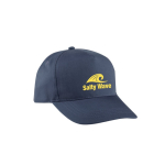 Boné de poliéster reciclado com 5 painéis e fecho velcro 210 g/m2 cor azul-marinho imagem com logo