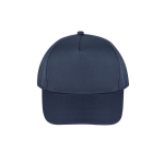 Boné de poliéster reciclado com 5 painéis e fecho velcro 210 g/m2 cor azul-marinho