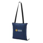 Manta de piquenique dobrável de poliéster que se converte em bolsa cor azul imagem com logo