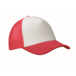 Boné de basebol de poliéster com parte frontal branca 150 g/m2 cor vermelho