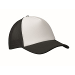 Boné de basebol de poliéster com parte frontal branca 150 g/m2 cor branco/preto