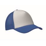 Boné de basebol de poliéster com parte frontal branca 150 g/m2 cor branco/azul