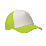 Boné de basebol de poliéster com parte frontal branca 150 g/m2 cor verde-lima