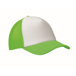 Boné de basebol de poliéster com parte frontal branca 150 g/m2 cor verde fluorescente