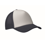 Boné de basebol de poliéster com parte frontal branca 150 g/m2 cor azul ultramarino