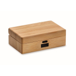Auriculares sem fios com microfone em estojo de bambu cor madeira segunda vista