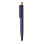 Caneta monocromática com botão de bambu, tinta azul cor azul