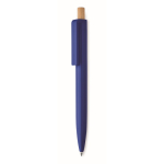 Caneta monocromática com botão de bambu, tinta azul cor azul real