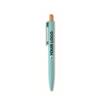 Caneta monocromática com botão de bambu, tinta azul cor azul-claro vista principal