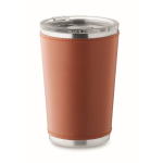Copo de aço inoxidável com manga amovível de pele sintética 350 ml cor castanho