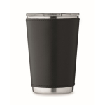 Copo de aço inoxidável com manga amovível de pele sintética 350 ml cor preto quarta vista