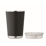 Copo de aço inoxidável com manga amovível de pele sintética 350 ml cor preto quinta vista