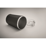 Copo de aço inoxidável com manga amovível de pele sintética 350 ml cor preto vista fotografia sexta vista